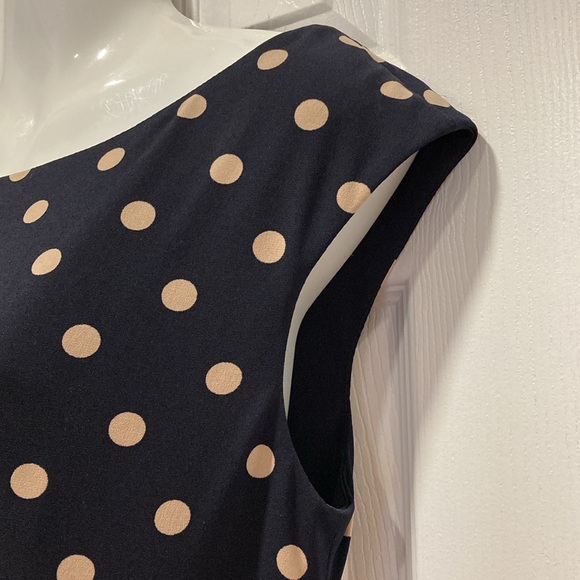 NWOT - Connected Apparel Navy & Cream Polka Dot Faux Wrap Dress - Size 12 - Picture 6 of 15